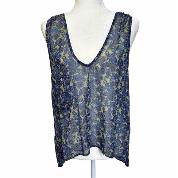 Show Me Your Mumu Size Small Paisley Print V-‎ Neck Sleeveless Tunic Top Hi-low - Picture 2 of 8